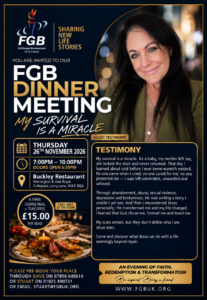 Dinner in Warrington with an after-dinner guest speaker: Tanya