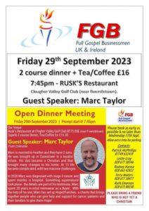 FGB Enniskillen, dinner with speaker Marc Taylor