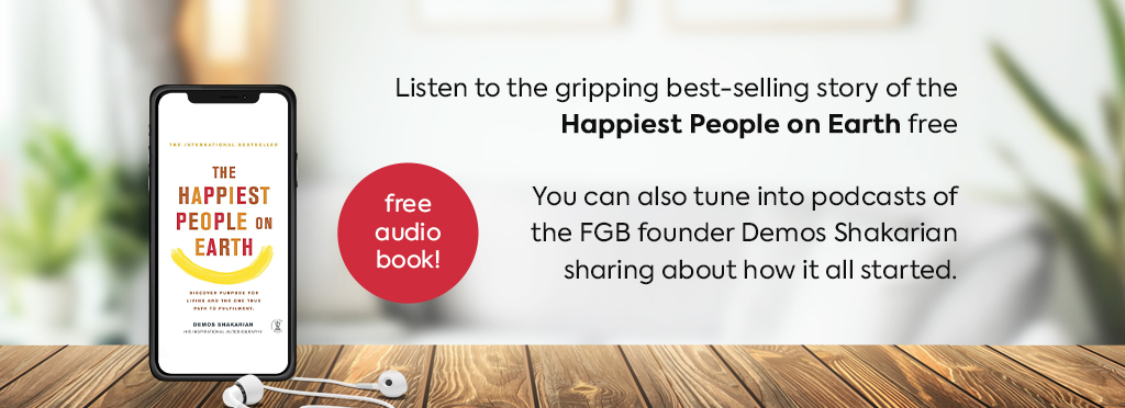 Happiest people on earth Audio Book graphic-wide